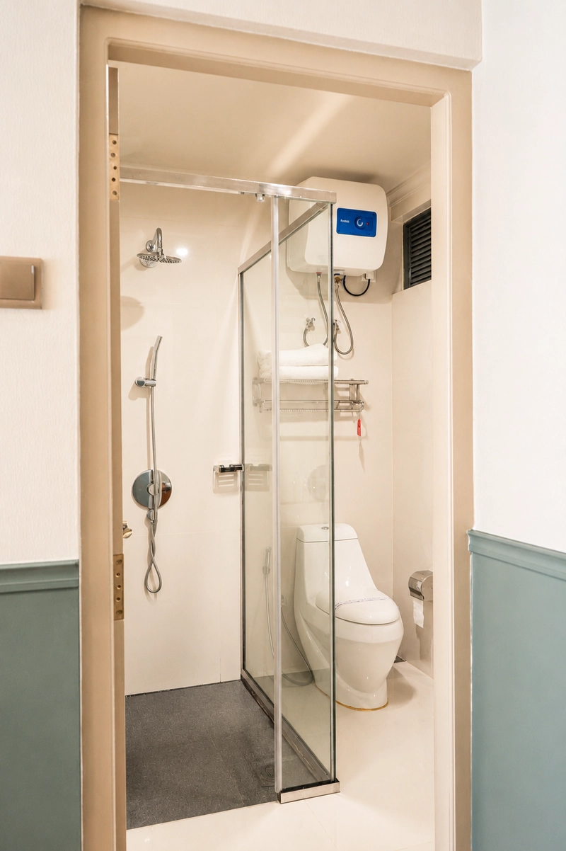The hot water shower in a room at Royal Lake
