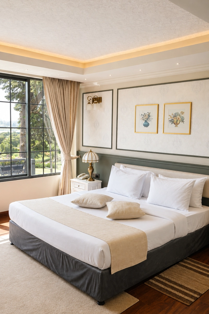 The king bed in a Superior Deluxe Room