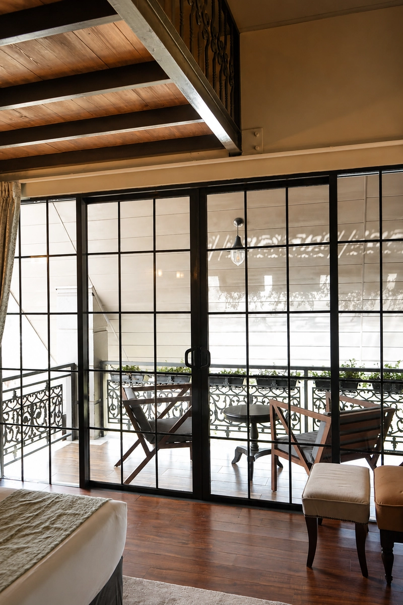 The Superior Deluxe Family Room doors opening onto the lake view
