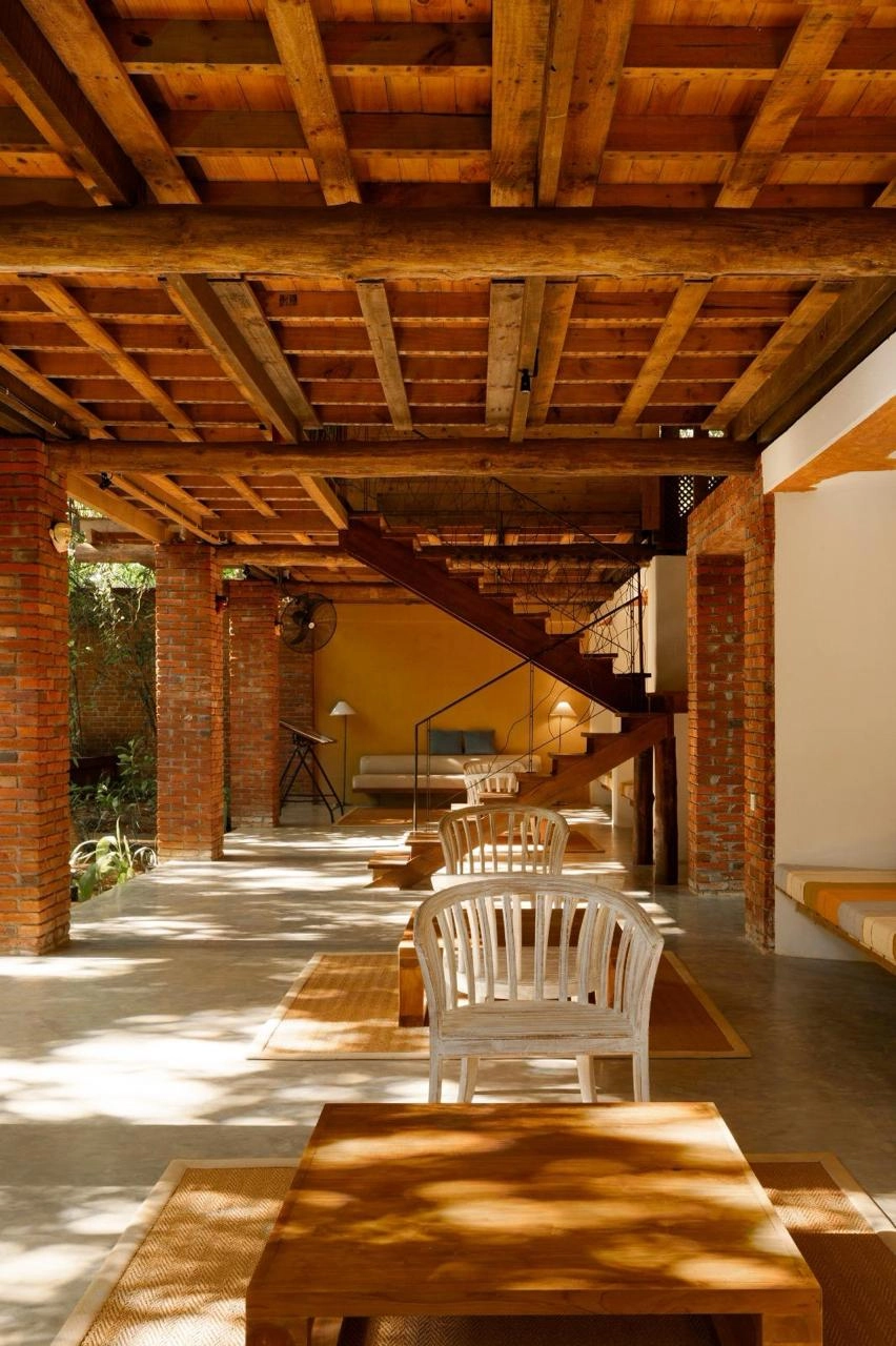 The main lobby at Varanya under its timber ceiling