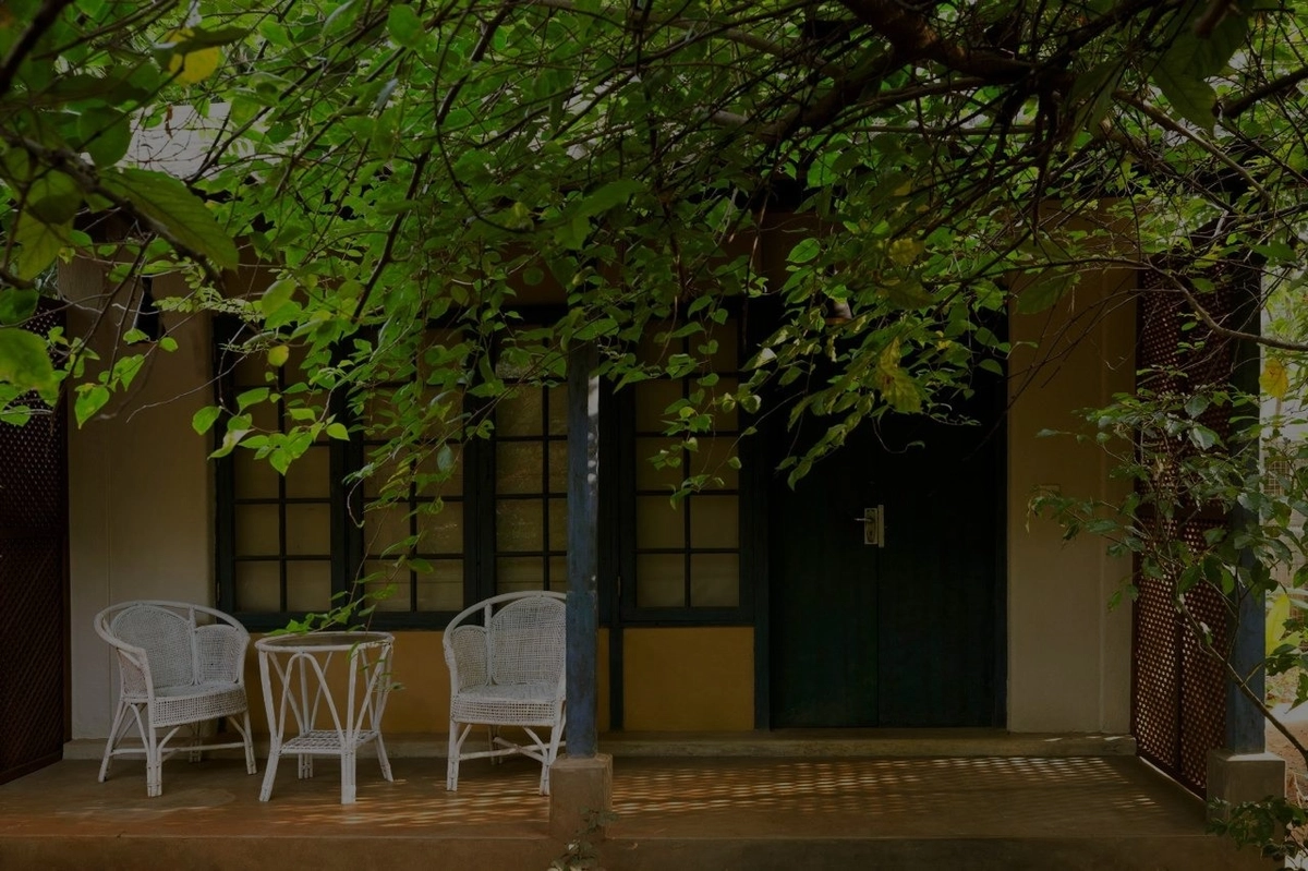 Chairs outside a guest room at Varanya